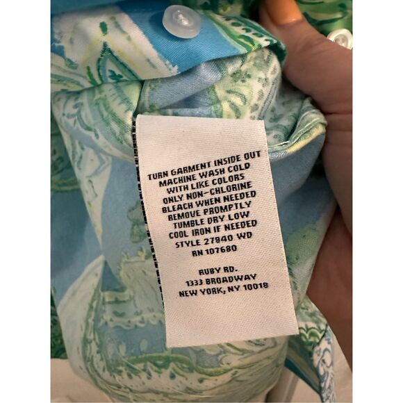 Ruby Rd Women's Paisley Wrinkle Resistant Blouse Blue Size 10P - Picture 6 of 8